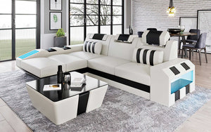 Cosmo Small Modern Leather Sectional with LED