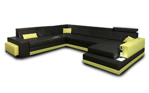 Carsa Modern Leather Sectional with Chaise