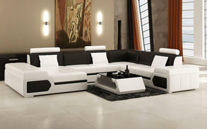 Lanz Modern Leather Sectional with Chaise