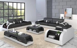 Piliu Leather Sofa Set with Side Storage