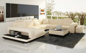 Heather Modern U-Shape Leather Sectional