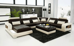 Ulubray Modern U-Shape Leather Sectional