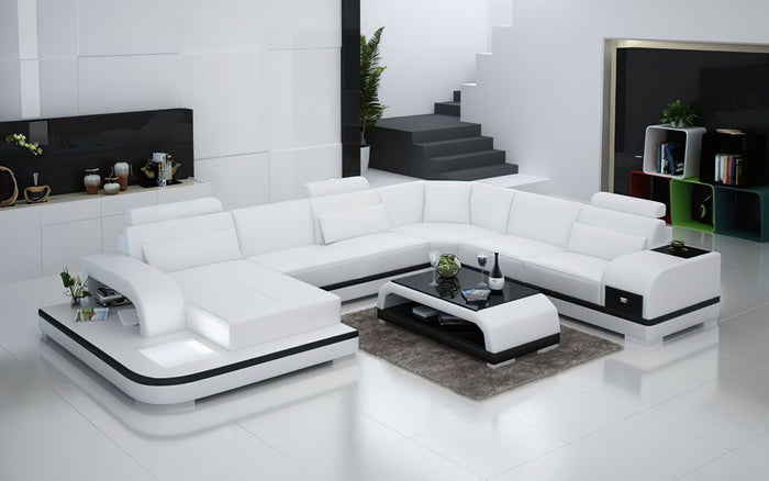 Everly Leather Sectional with LED Lights