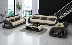 Lacus Modern Leather Sofa Set