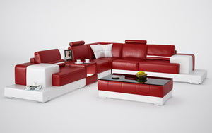 Halsey Modern Leather Sectional with Console Table