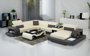 Gara Modern U-Shape Leather Sectional