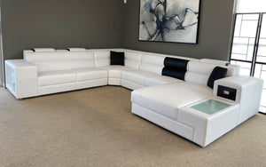 Martinelli Modern Large Leather Sectional With Storage