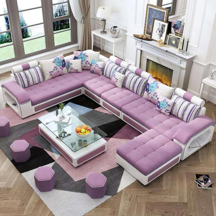 Selena Purple & White Modular Tufted Sectional