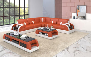 Piliu Leather Corner Sectional with Side Storage