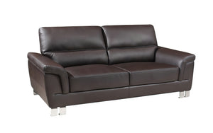 Haquer Brown Leather Sofa Set