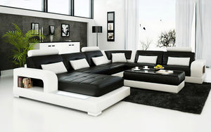 Ulubray Modern U-Shape Leather Sectional