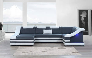 Comet Modern Leather Sectional with LED Light