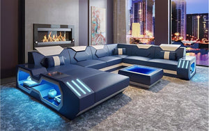 Sahara Modern Leather Sectional with LED Light