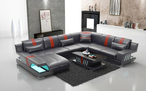 Yuli Modern U Shape Leather Sectional