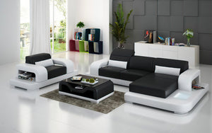 Gara Mini Modern Leather Sectional with Chaise