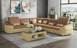 Aumin Modern Leather Corner Sectional with Adjustable Headrest