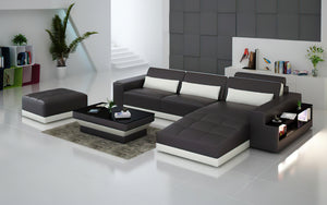 Silian Leather Sectional with Storage & LED Light