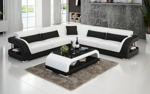 Verger Modern Leather Sectional with Shelving