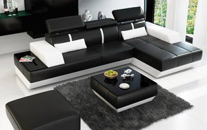 Mesa Mini Modern Leather Sectional with Chaise