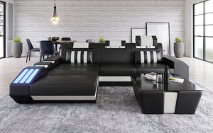 Cosmo Small Modern Leather Sectional with LED