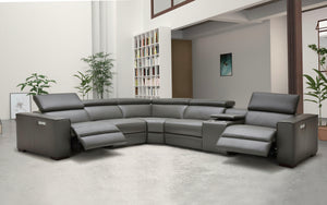 Birt Leather Sectional Sofa With Recliners