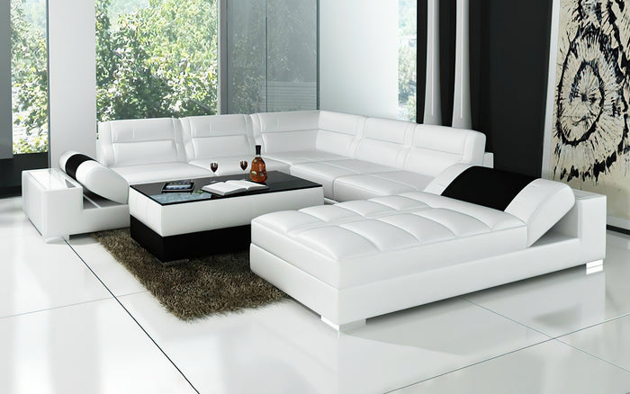 Thataway Modern Leather Sectional with Storage