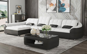 Aumin Small Leather Sectional with Chaise