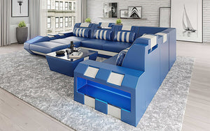 Cosmo Modern Leather Sectional with LED