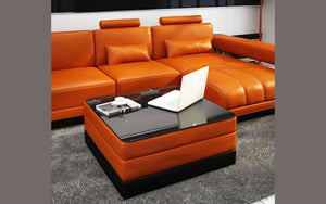 Heather Small Modern Leather Sectional with Chaise