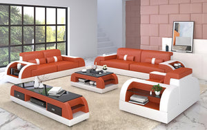 Piliu Leather Sofa Set with Side Storage