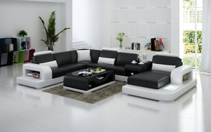 Tara Modern U-Shape Leather Sectional