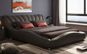 Dax Modern Curved Leather Bed