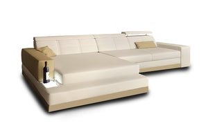 Carsa Mini Modern Leather Sectional with Chaise