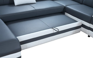 Comet Modern Leather Sectional with LED Light