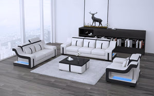 Lisa Leather Sofa Set with LED Light