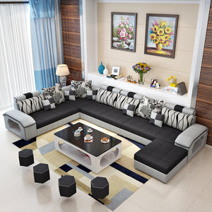 Selena Modular Tufted Sectional StyleB(Black & Light Grey)