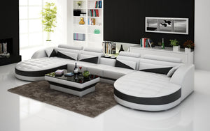 Geode Leather Sectional with Shape Chaise