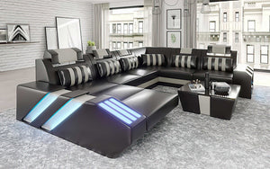 Cosmo Modern Leather Sectional with LED