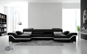 Kaniel Leather Sectional with Adjustable Headrest