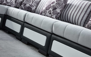 Selena Modular Tufted Sectional Style A(Light Grey & Black/White)