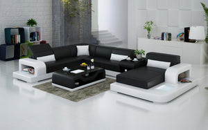 Gara Modern U-Shape Leather Sectional