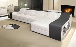 Sokol Mini Modern Leather Sectional with Chaise