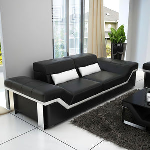 Sylmar Modern Leather Sofa Set With Adjustable Headrest