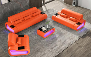 Catina Modern Leather Sofa Set with LED Light