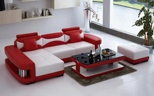 Critika Mini Modern Leather Sectional with Chaise