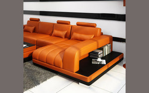 Heather Small Modern Leather Sectional with Chaise