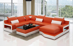 Hybra Modern U-Shape Leather Sectional