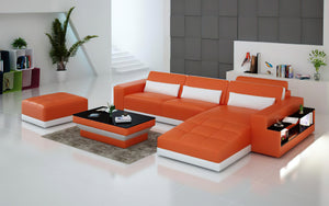 Silian Leather Sectional with Storage & LED Light