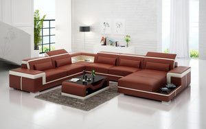 Perrault Leather Sectional with Adjustable Headrest