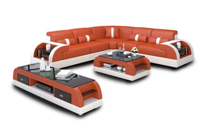 Piliu Leather Corner Sectional with Side Storage